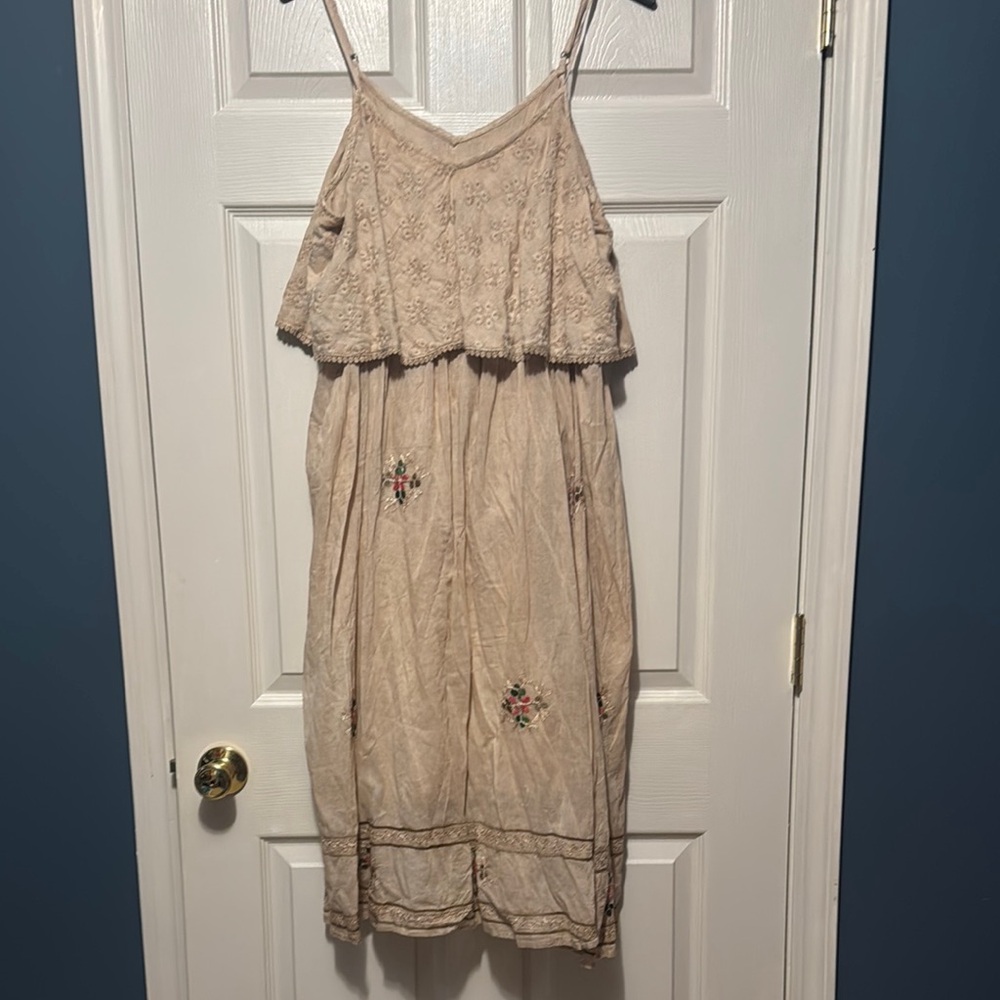 Embroidered Beige Dress